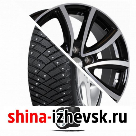 Колесо в сборе Goodyear Ultra Grip Ice Arctic SUV 225/65 R17 T 102 + СКАД Онтарио 7xR17 5×112 ET45 DIA66.6 Черный глянцевый с полированной лицевой поверхностью в Ижевске